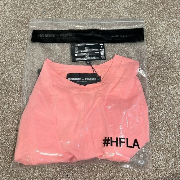 NWT Homme + Femme LA pink triple layer plus tee unisex short sleeve tee - Picture 7 of 17
